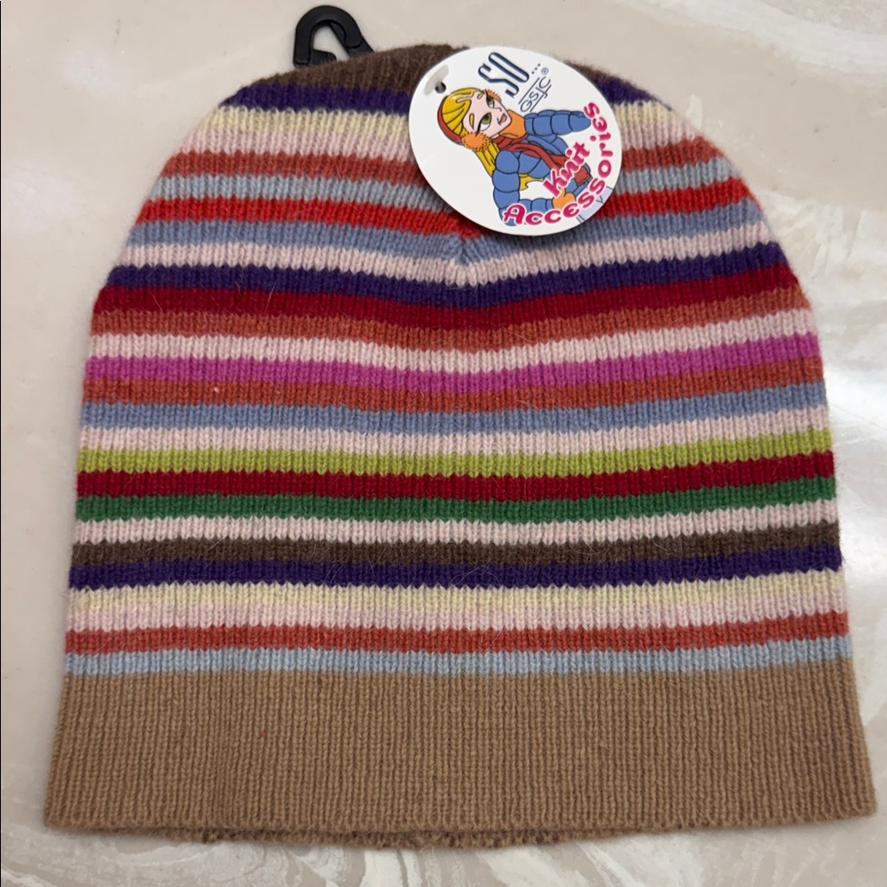 NWT Striped rainbow knit Multicolor Beanie @@